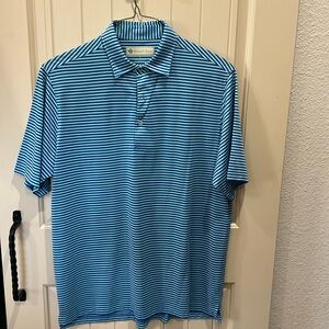 Donald Ross golf shirt.  Alternating blue and mint green stripes.